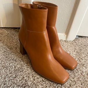 The Drop Women’s Size 12 Brown / Cognac Ibita High Heel Side Zip Ankle Boot